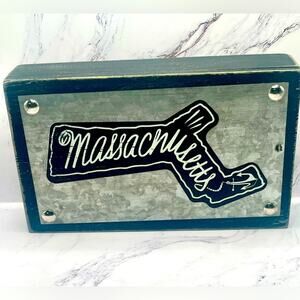 NWT Massachusetts wood and metal sign